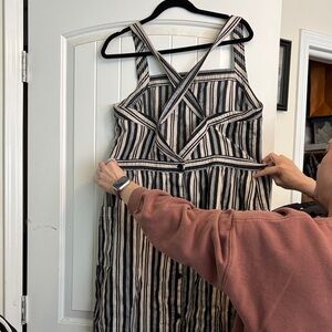 Madewell Black and White Striped Midi Dress